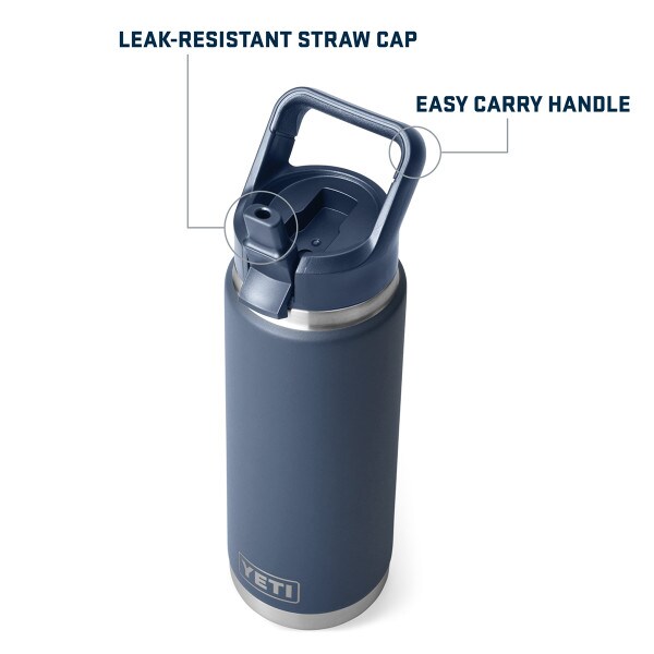 Yeti 26oz bottle with leak-resistant straw cap and easy carry handle